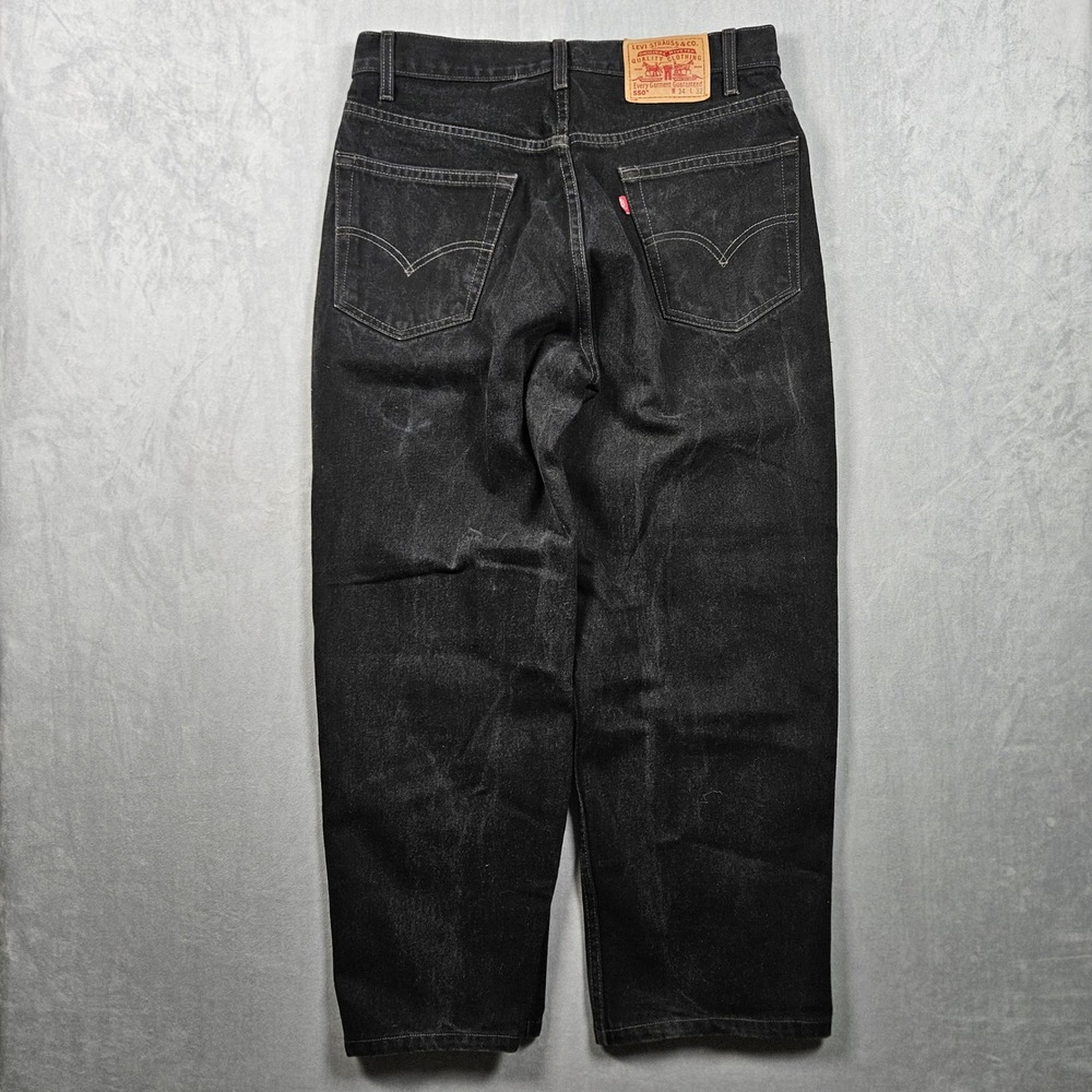Vintage Levi's 550 Jeans Mens 34x32 (Actual 32x27) Black Denim Relaxed Baggy 90s